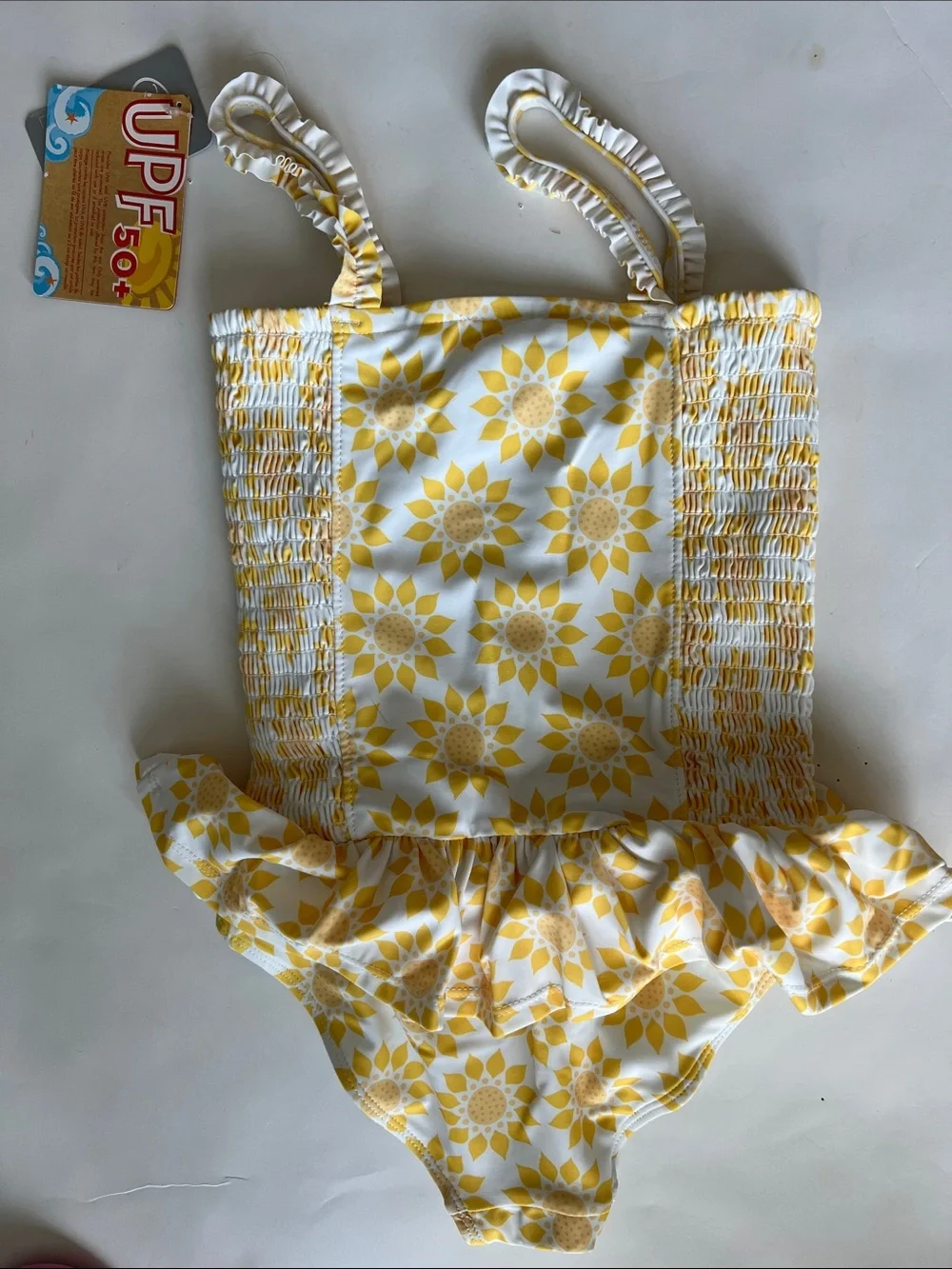 Disney Yellow Floral Frozen Elsa & Anna One-Piece Swimsuit with Ruffle